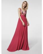 Embroidered Flowers Long Dress