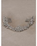 Silver Double Hair Comb with Rhinestones