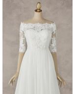 Off-the-Shoulder Medium Sleeves Lace Bridal Jacket