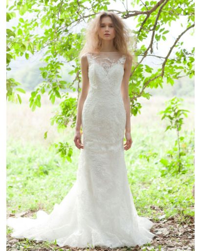 Illusion Neckline Mermaid Wedding Dress with Lace