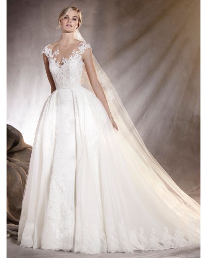Illusion Neckline Princess Ball Gown with Lace