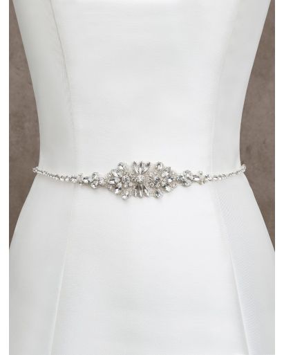Rhinestone Embellished Thin Bridal Belt