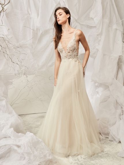 Embellished Backless Tulle Wedding Dress