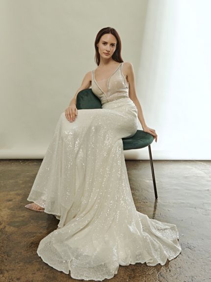 Embellished Sequin Wedding Dress