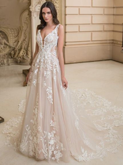 Embroidered Backless Wedding Dress