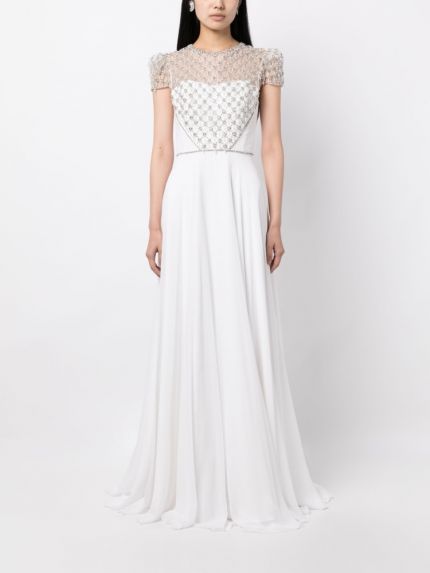 Embellished Short Sleeve Wedding Dress