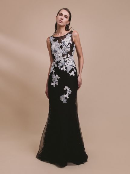 Lusan Mandongus, JUNIPER Embroidered Sheer-Effect Tulle Gown
