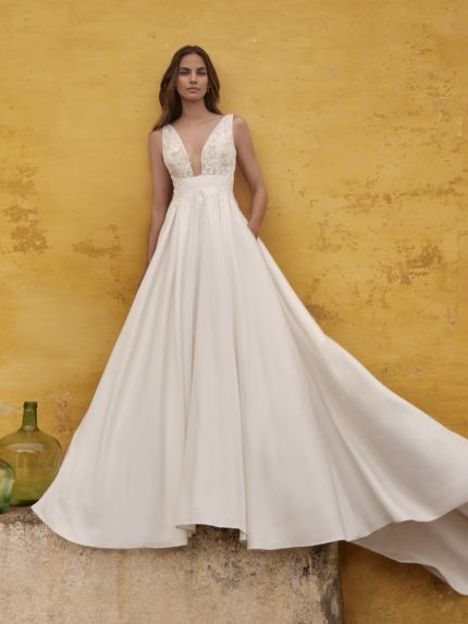Embroidered Mikado Wedding Dress