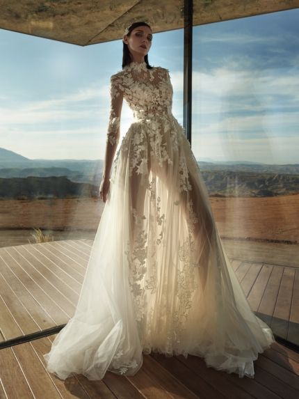 Embroidered Tattoo-Effect Wedding Dress