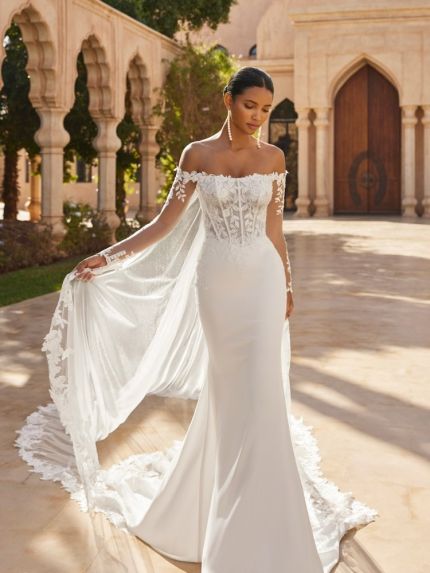 Embroidered Crepe Wedding Dress