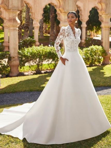 Embroidered Mikado Wedding Dress