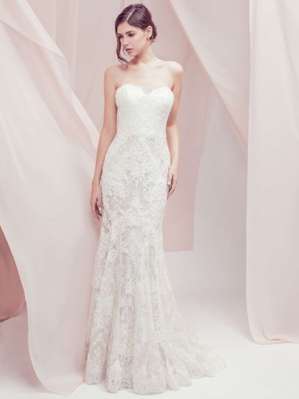 Sweetheart Neckline Mermaid Wedding Dress with Lace and Nude Lining