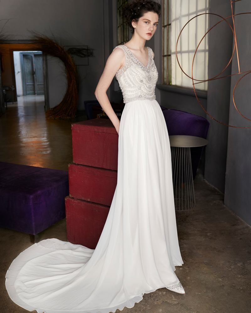 Lusan Mandongus MARILYN Heavily Beaded Chiffon Wedding Dress KL