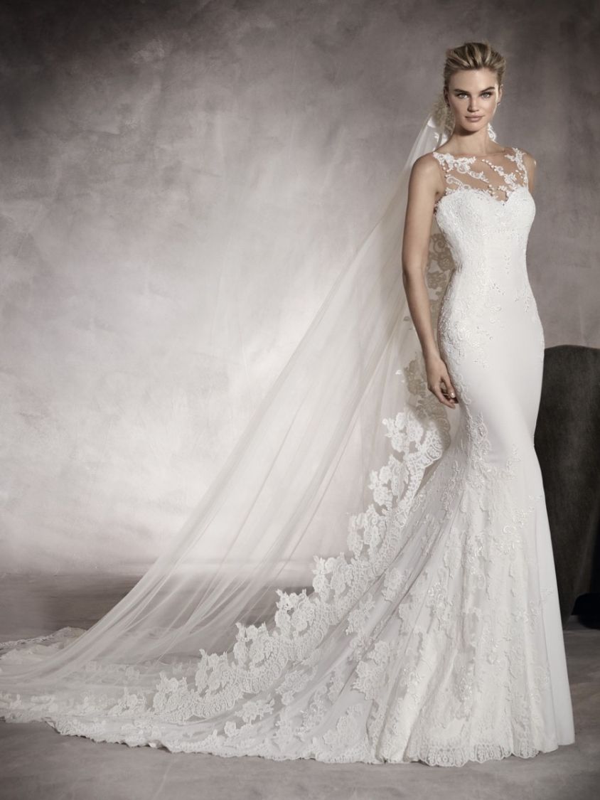 David's bridal illusion top neckline