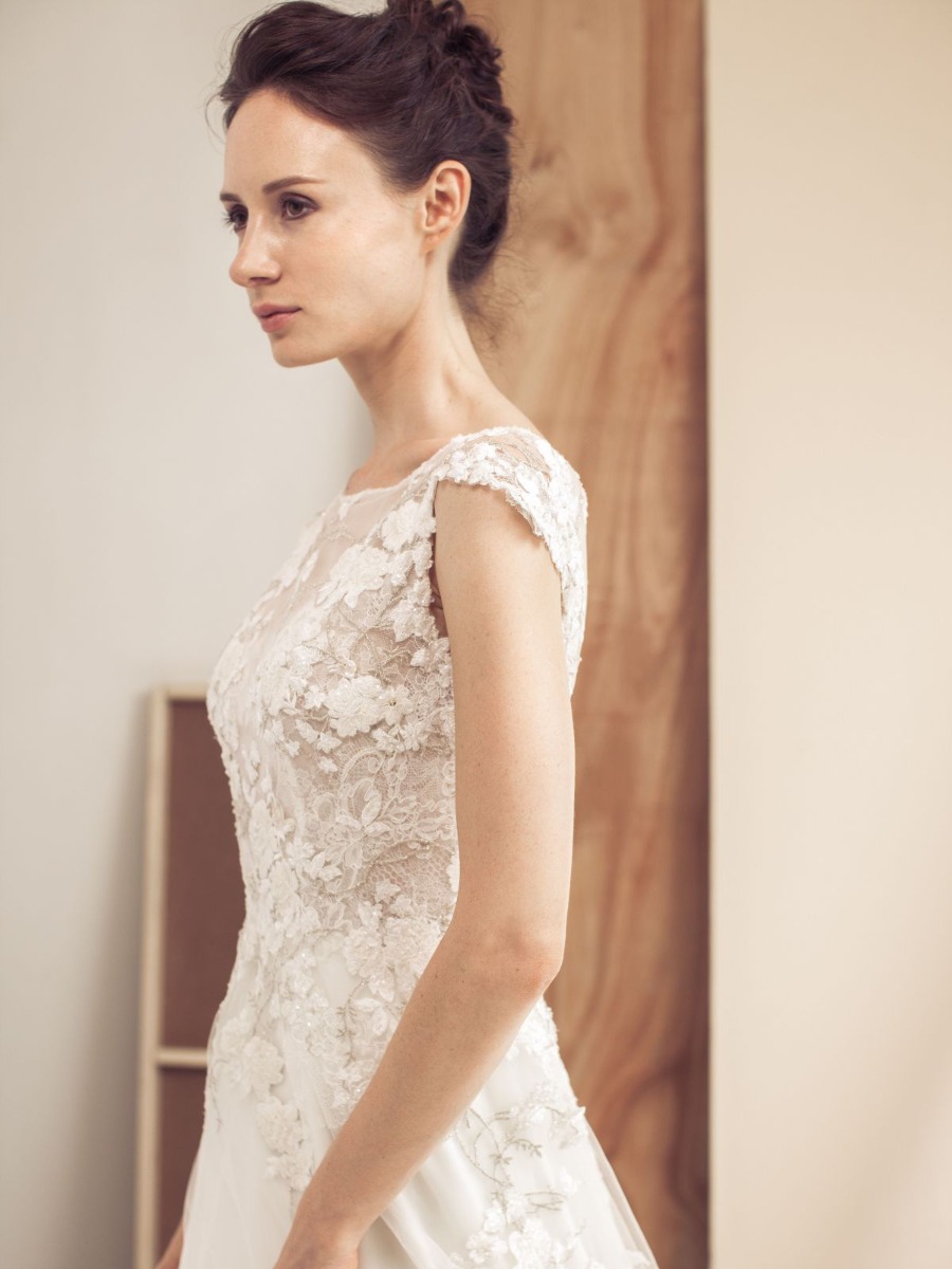 Lusan Mandongus | VALLIE | A-line Wedding Dress with Floral Embroidery ...