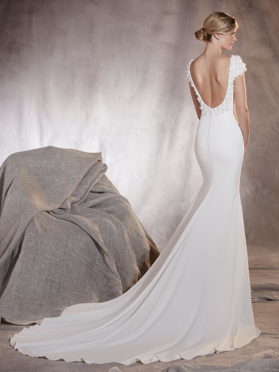 Pronovias | AGUA | Bateau Neckline Mermaid Wedding Dress in Crepe